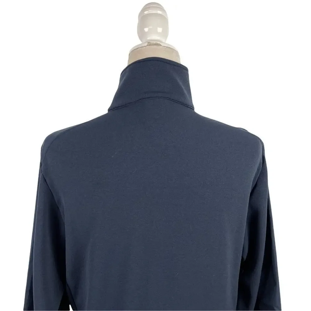 Nike Swoosh Boys Mixed Media Navy Jacket Nylon Front High Neck Large 12/14